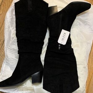 Women's Black Suede Boots - Wide Calf Sz 10 NWT